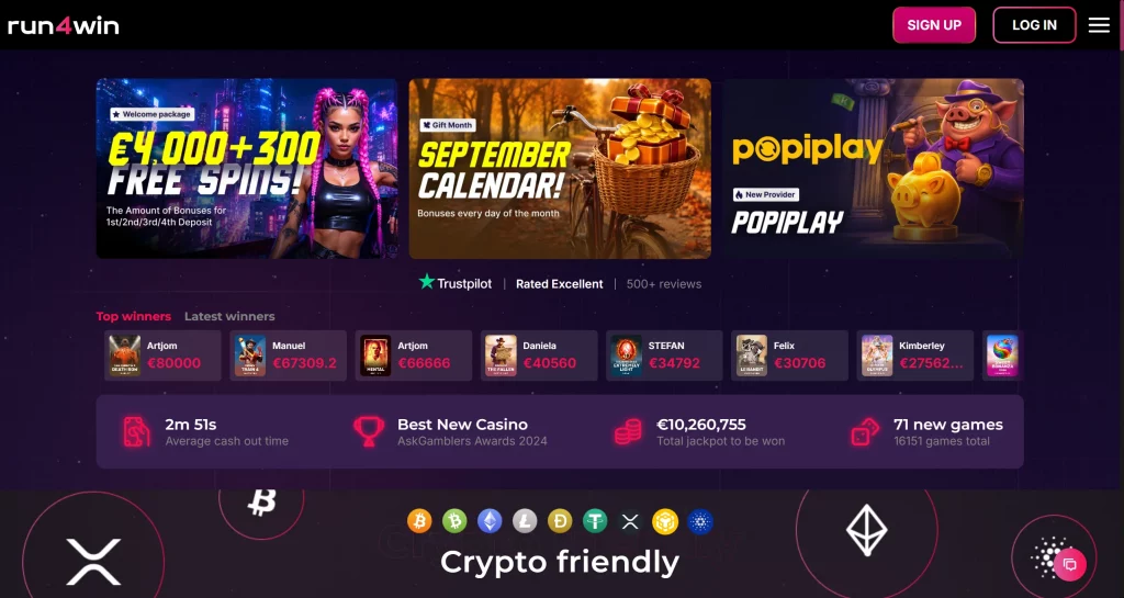 Run4Win Casino home page