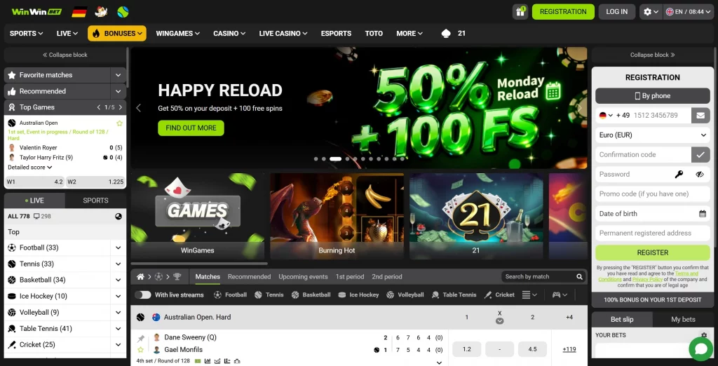 WinWin Casino home page