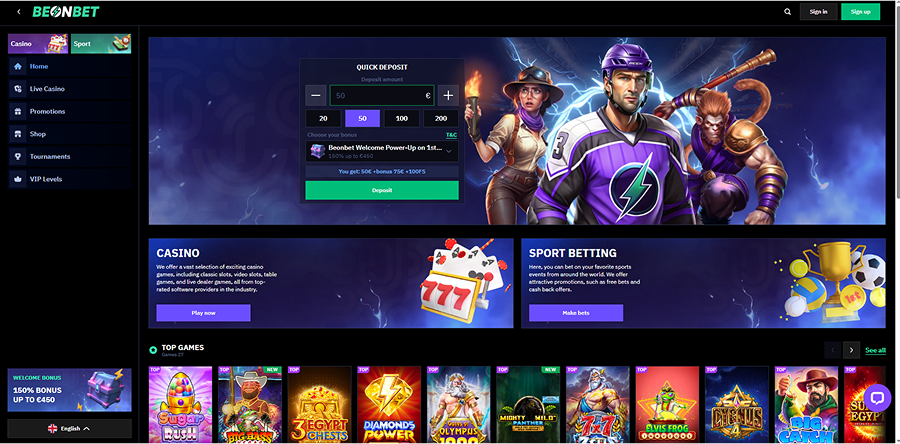 Beonbet Casino Homepage