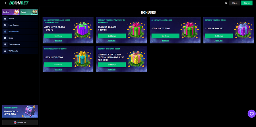 Beonbet Casino Promotions