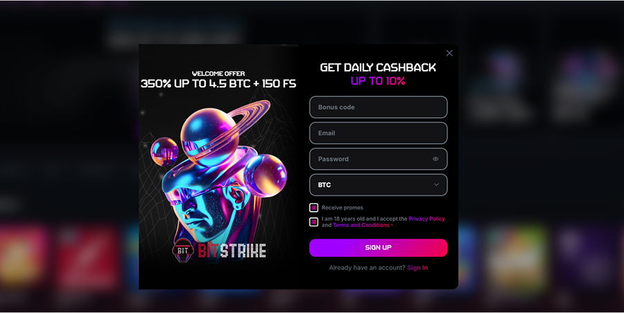 Bitstrike Casino Registration