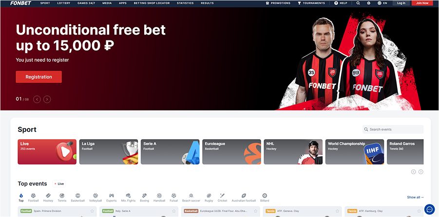 Fonbet Casino Homepage