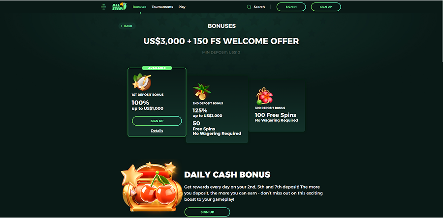 AllStar Casino Bonuses