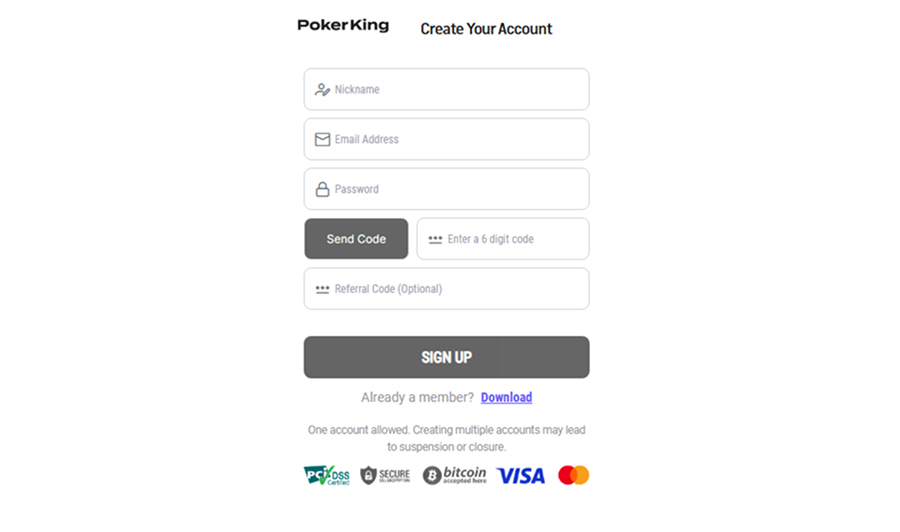 PokerKing Registration