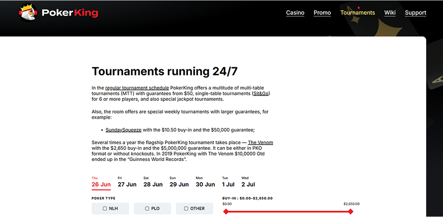 PokerKing Tournaments