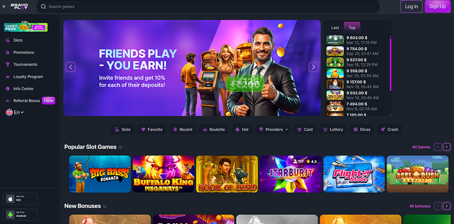 BravoPlay Casino Home