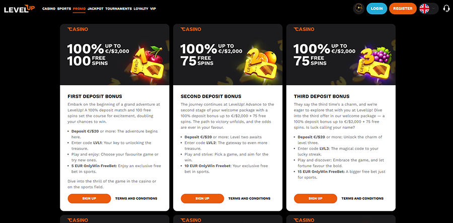 LevelUp Casino Promotions