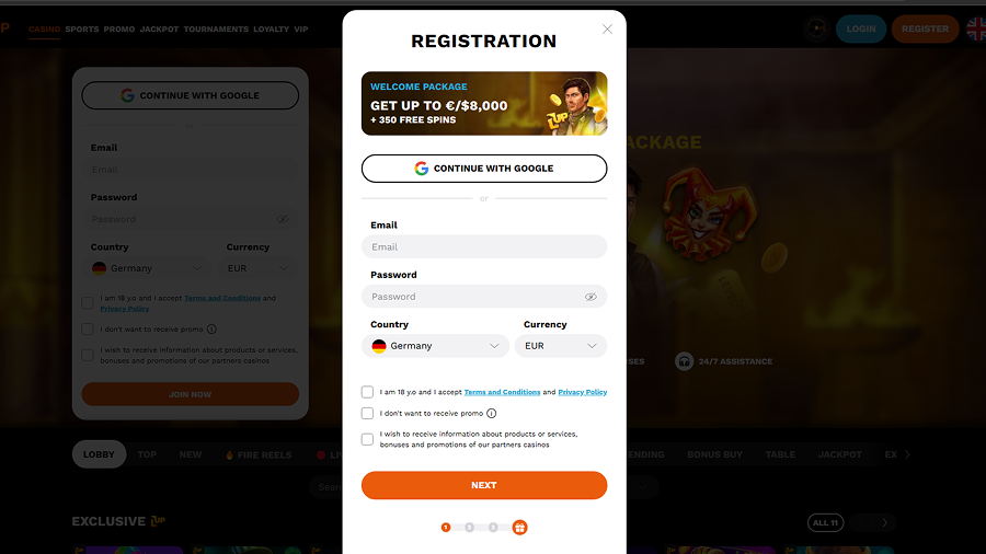 LevelUp Casino Registration