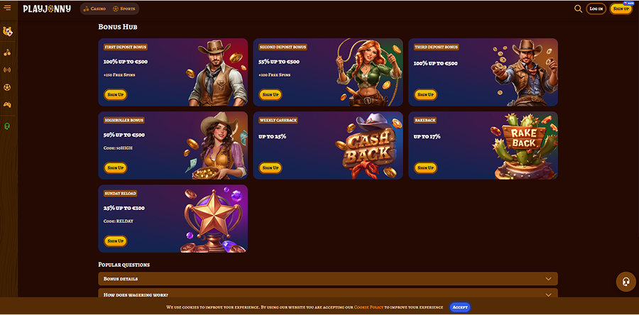 Playjonny Casino Bonuses