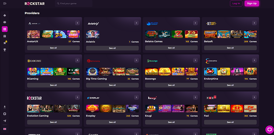 Rockstar Casino Providers