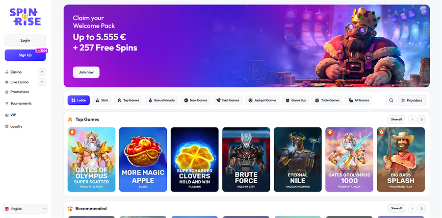 Spinrise Casino Home