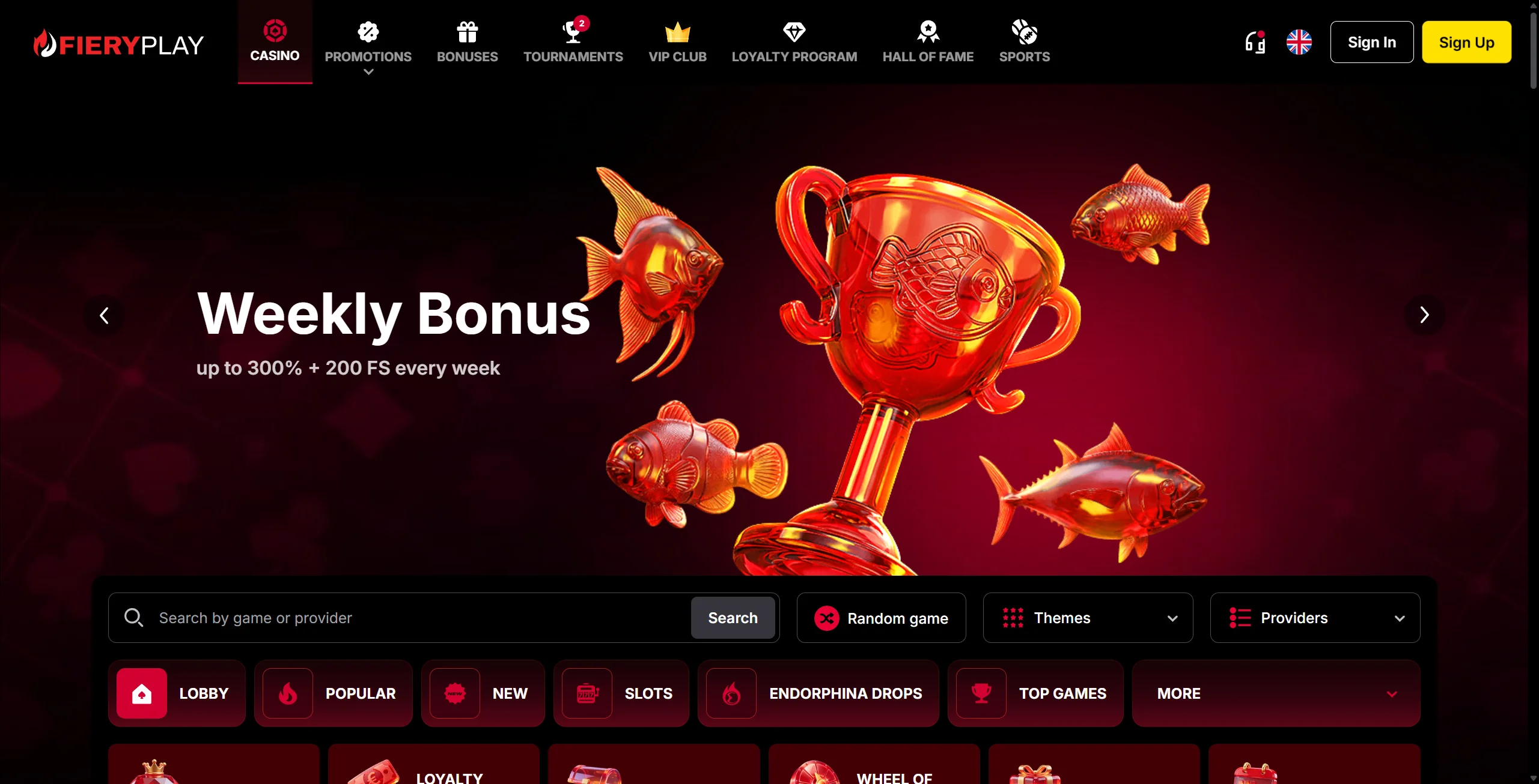 FieryPlay Casino home page