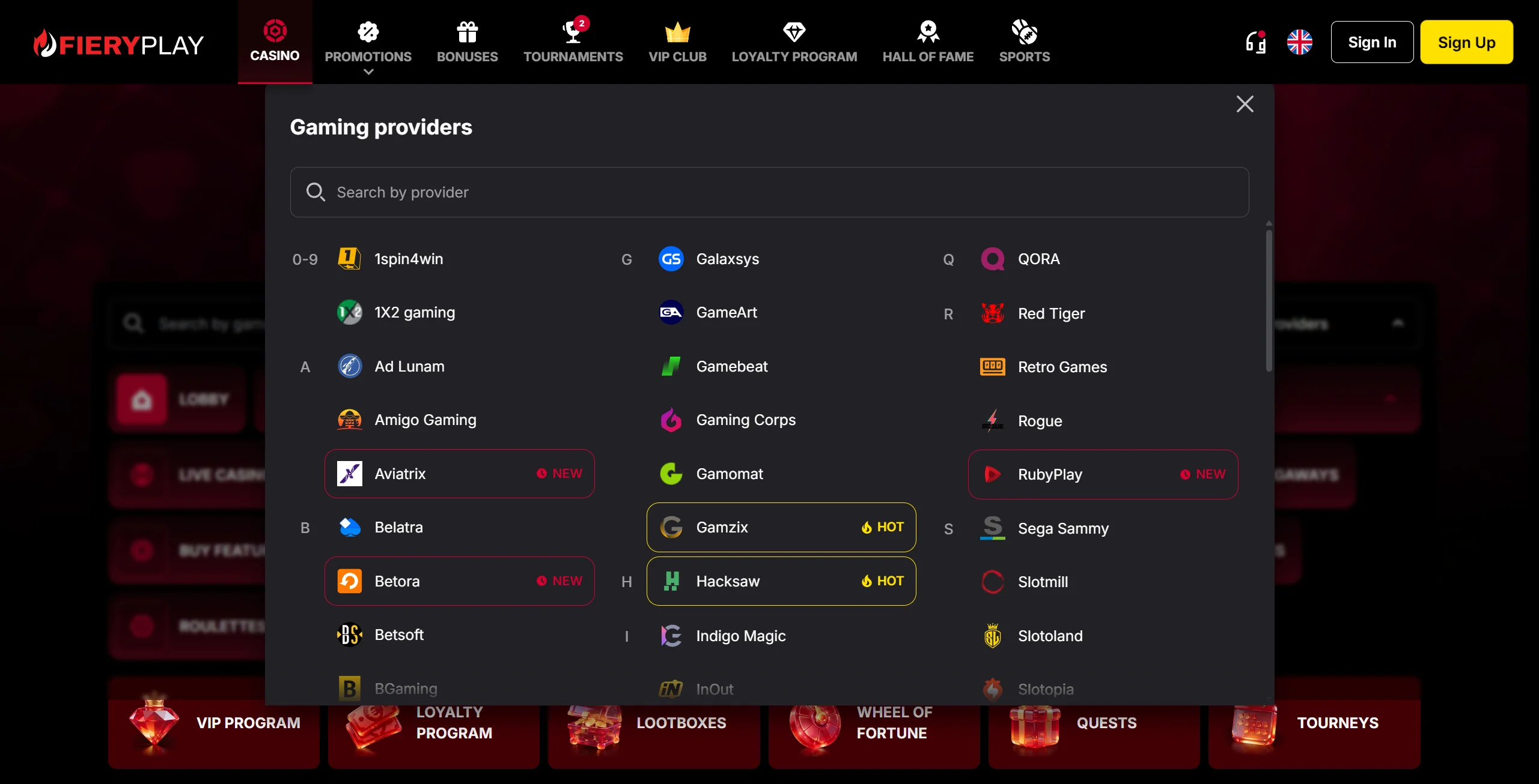 FieryPlay Casino providers