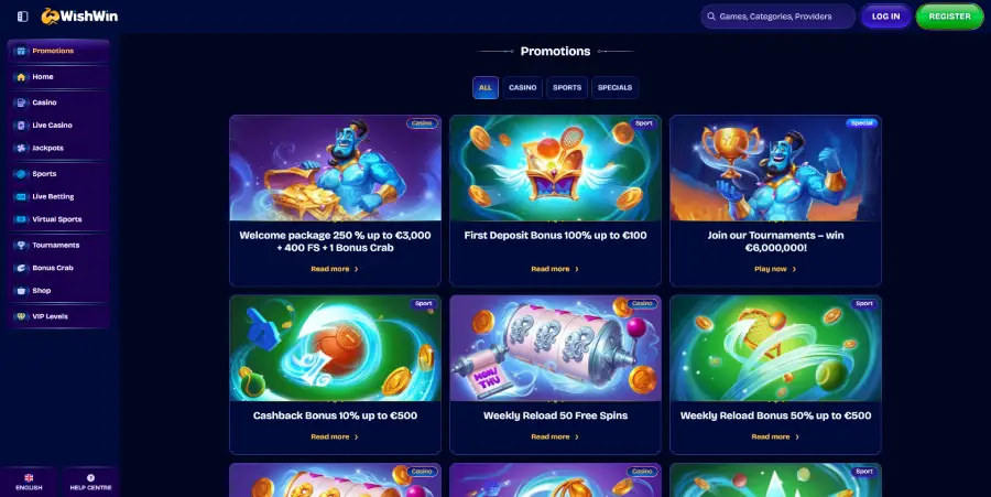 Best Bonuses at WishWin Casino 