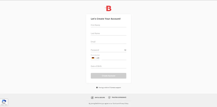 Registration at Betonline Poker