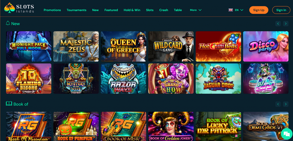 Games and Providers in Slots Islands Casino