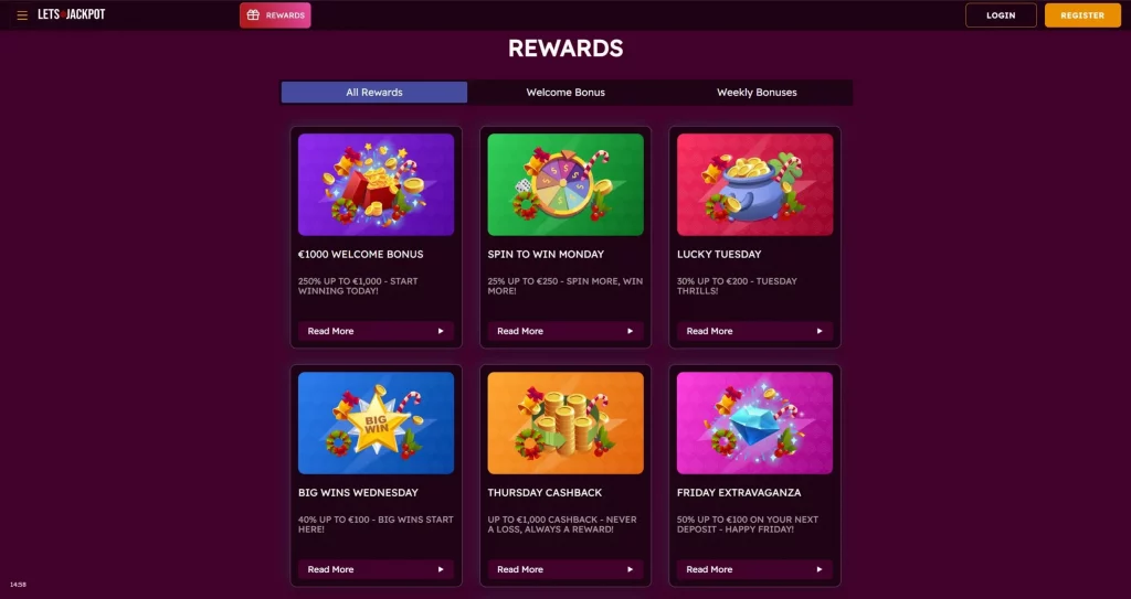 LetsJackpot Casino bonus