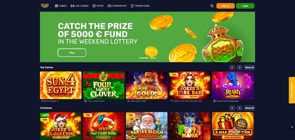 Bass Win Casino home page