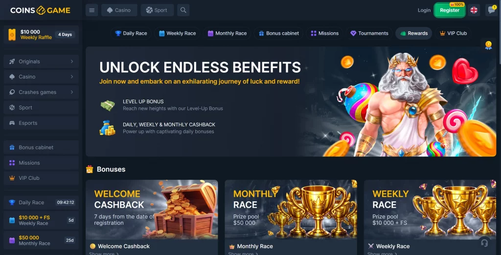 Coins Game Casino bonuses