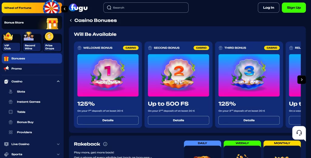 Fugu Casino bonuses