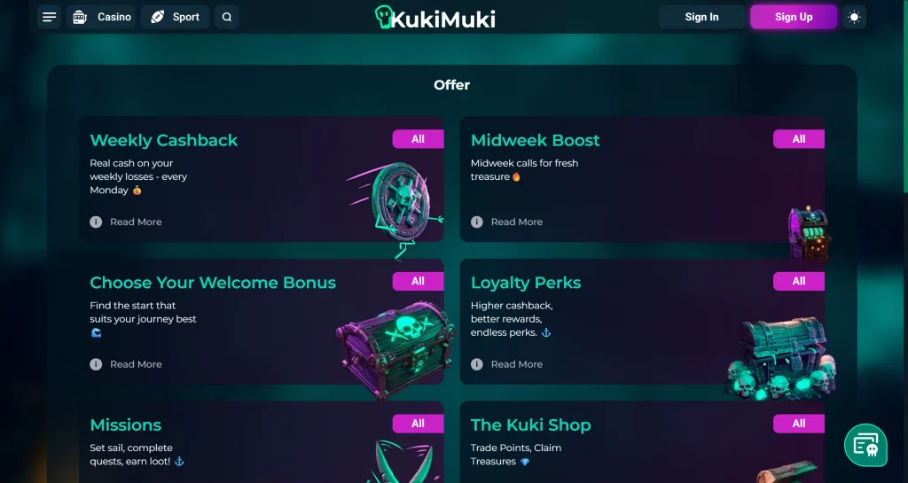 KukiMuki Casino bonuses