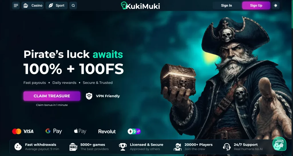 KukiMuki Casino home page