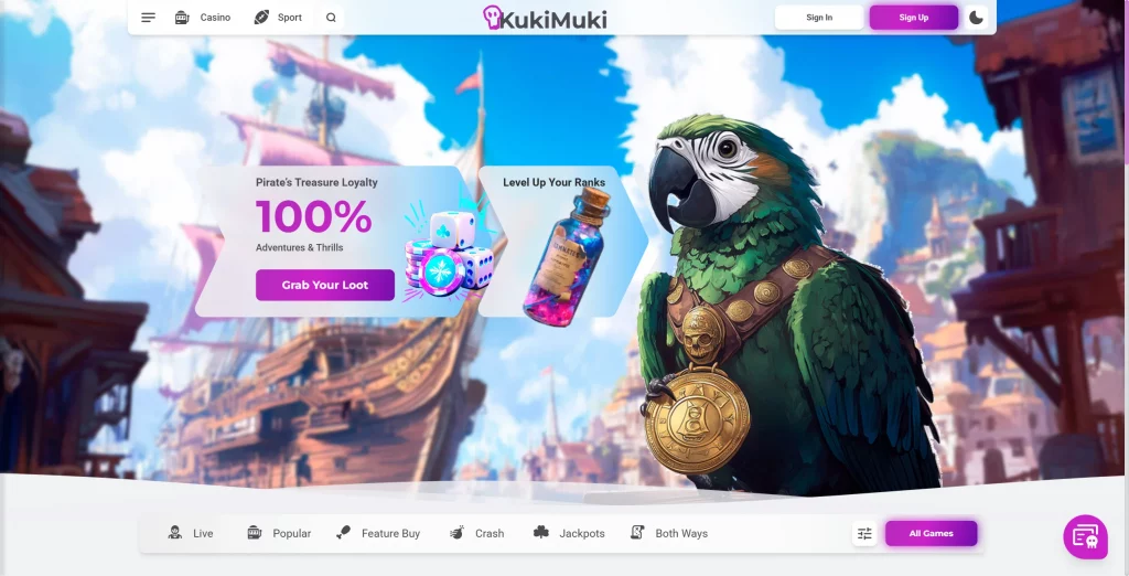 KukiMuki casino home page