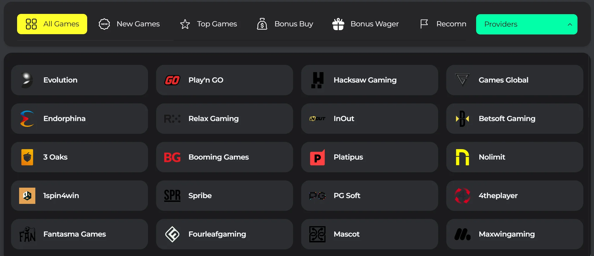 BetPRIMEIRO Casino providers