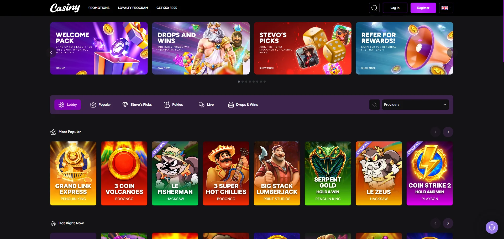 Casiny Casino home page