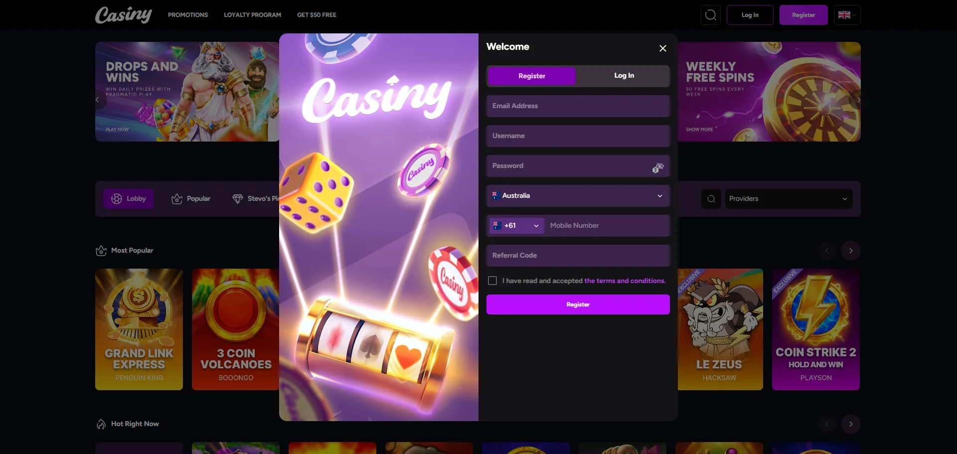 Casiny Casino Sing-up