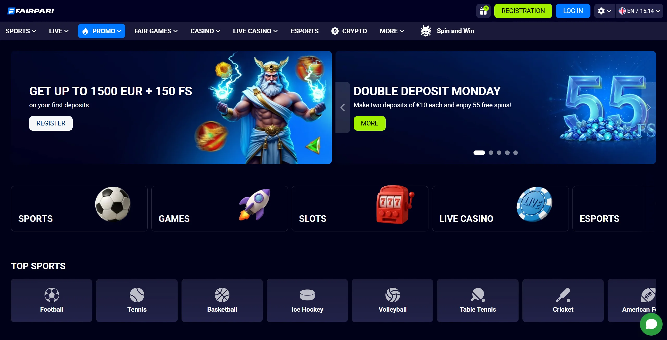 FairPari Casino Home page