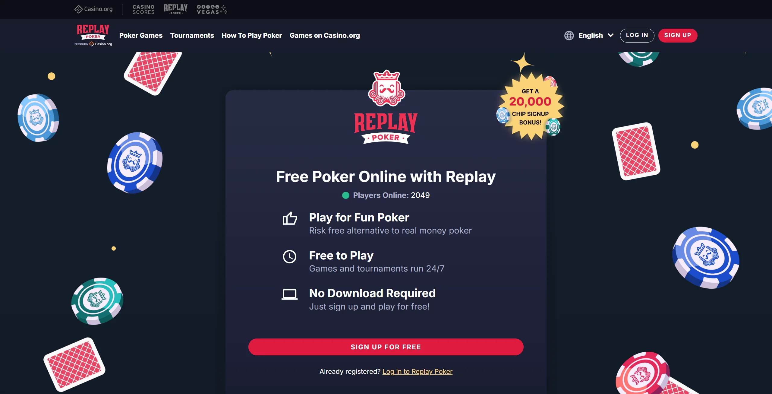 Replay Poker home page