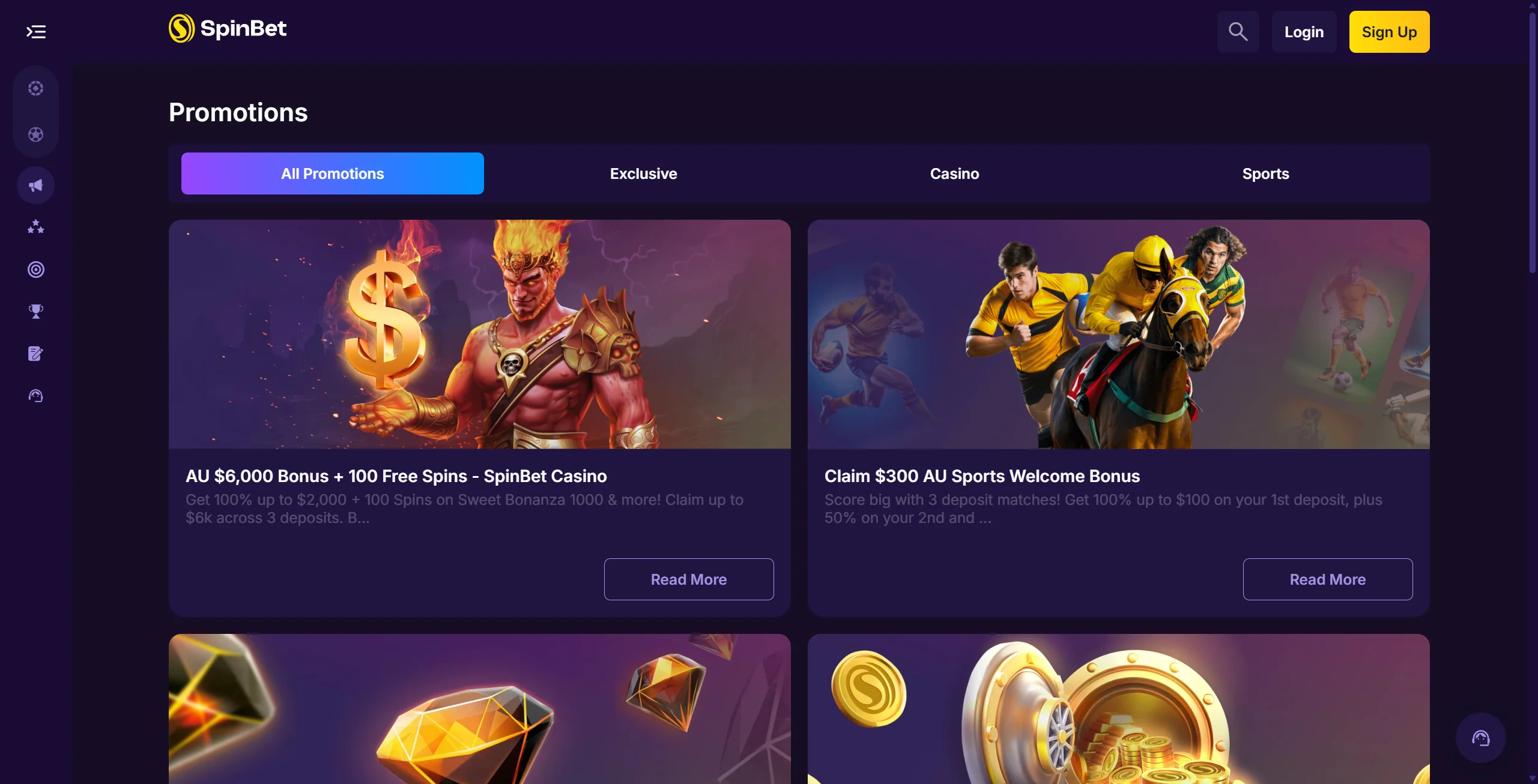 SpinBet casino bonuses
