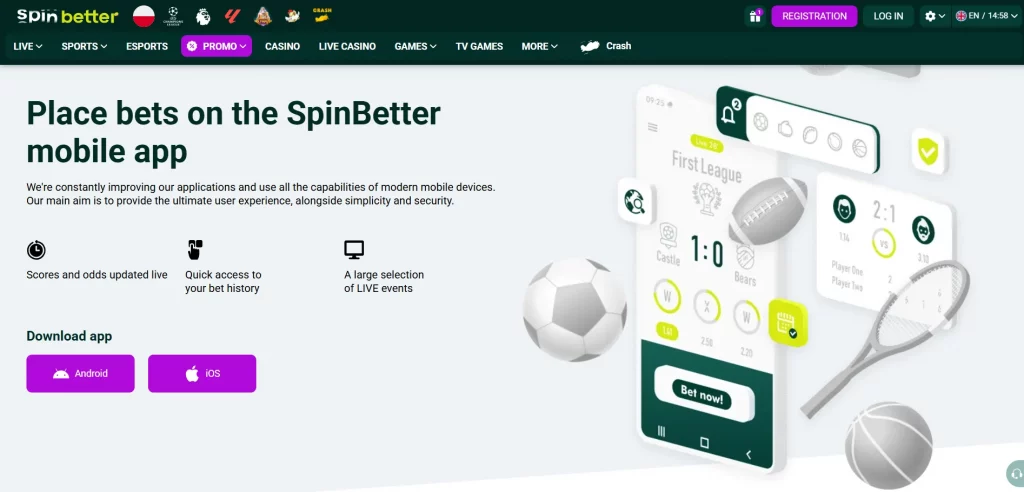 SpinBetter casino mobile app