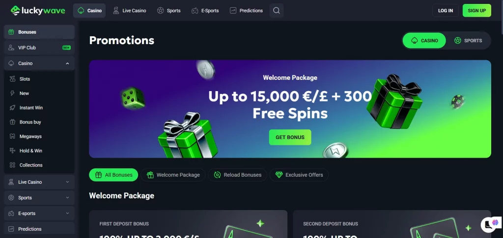 Luckywave Casino bonuses