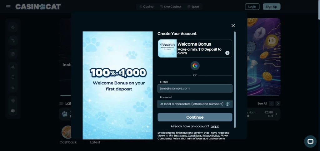 Casinoсat Casino sign up