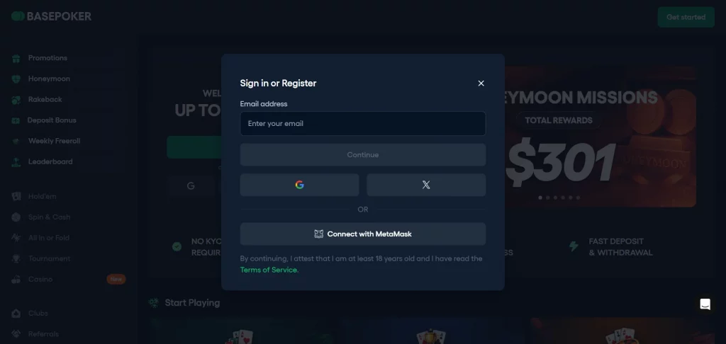 BasePoker sign up