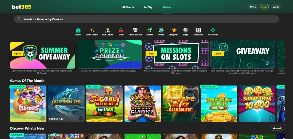 Bet365 Poker home page