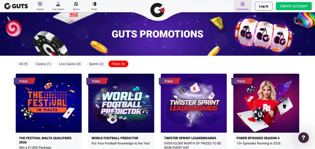 Guts Poker promotions
