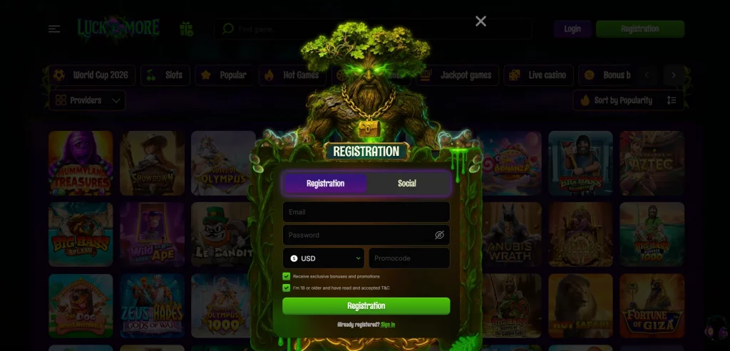 LuckMore Casino sign up