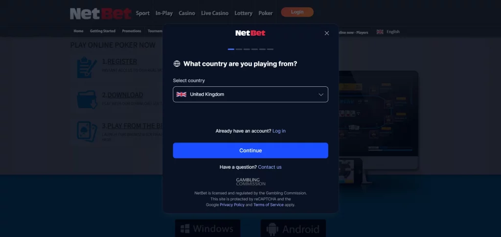 NetBet Poker sign up