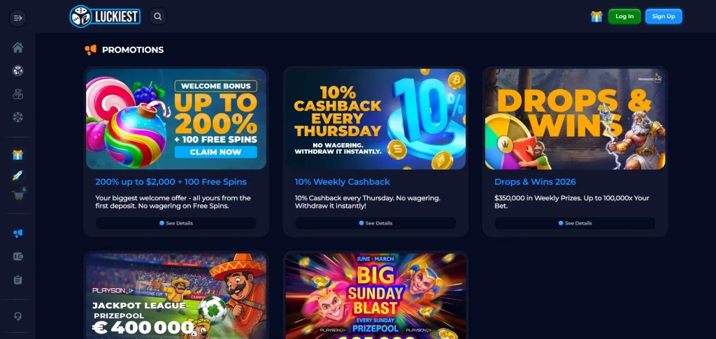 Luckiest Casino promotions