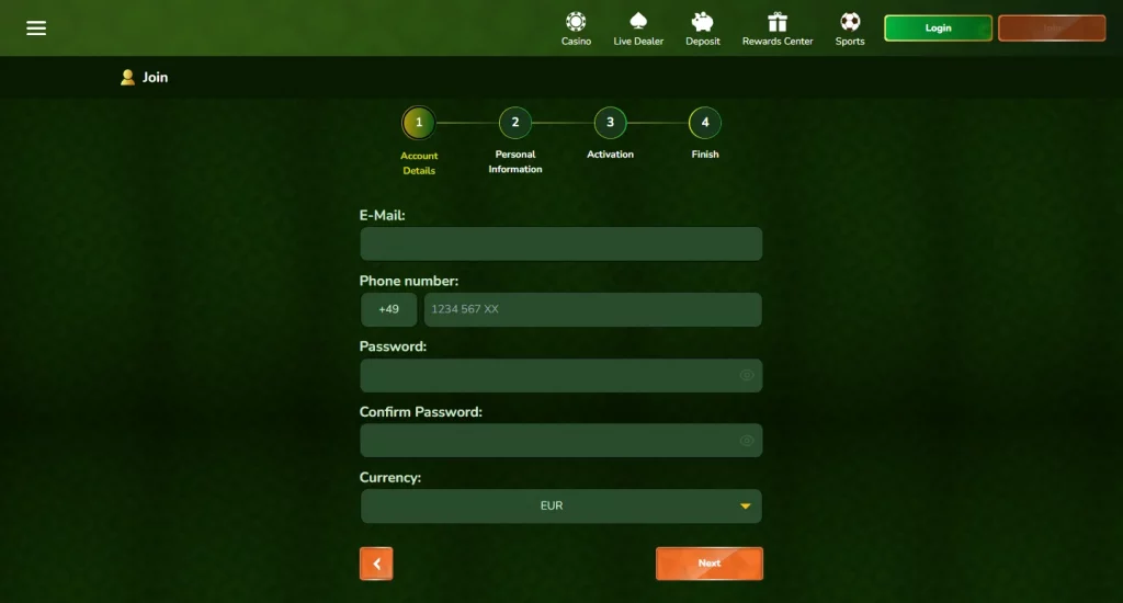Spin Million Casino sign up