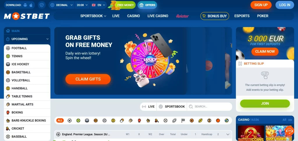 MostBet Casino home page