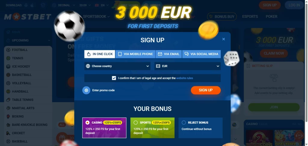 MostBet Casino sign up