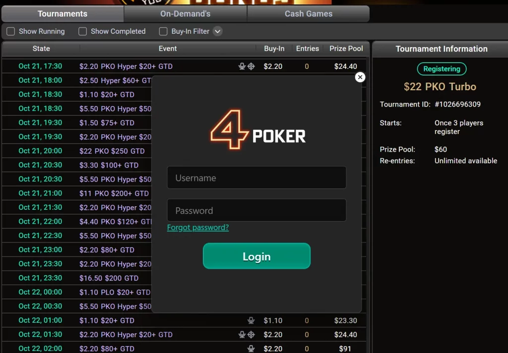 4Poker Room sign up