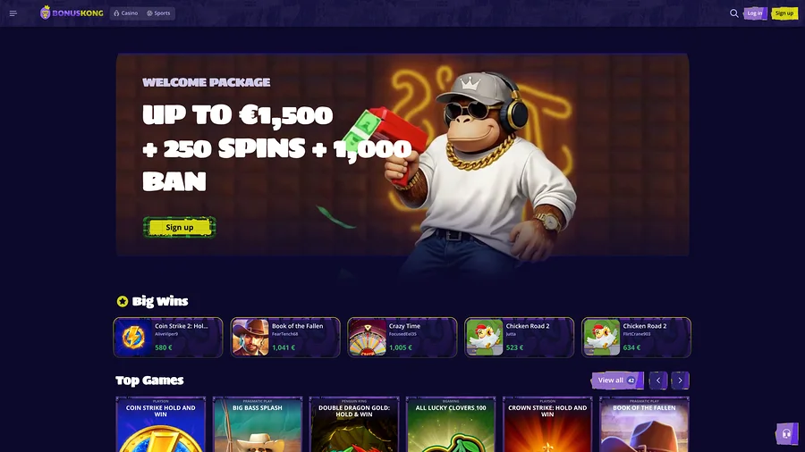 Bonuskong Casino home page