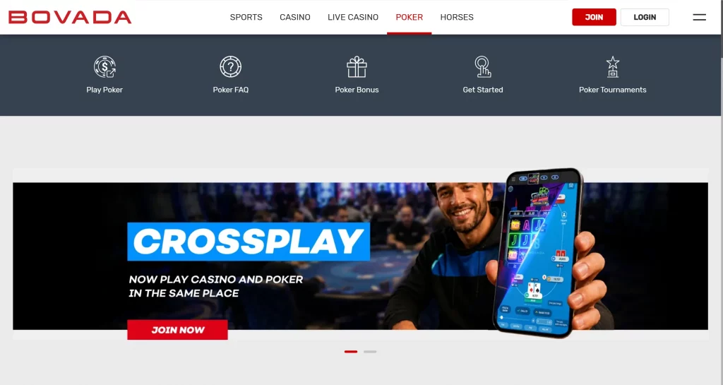 Bovada Poker Room home page