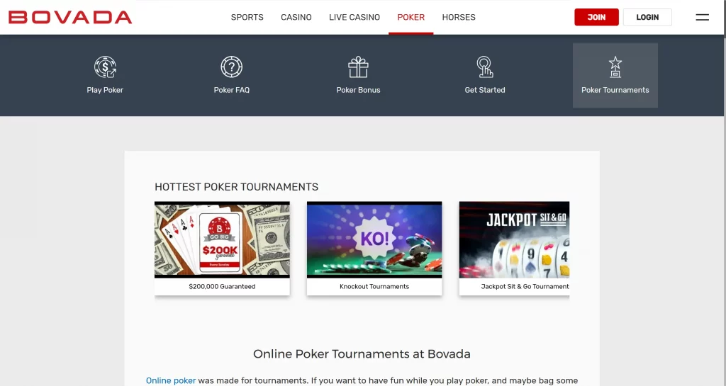 Bovada Poker Room tournaments